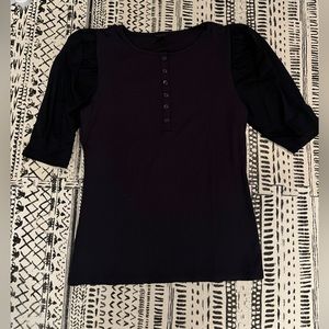 Ann Taylor Cotton Puff Sleeve Top